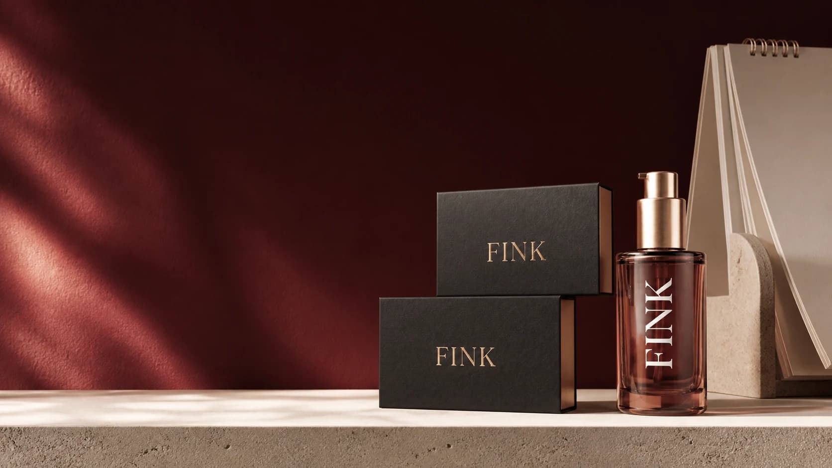 Two FINK boxes and the hundred-millilitre glide beside a blank calendar